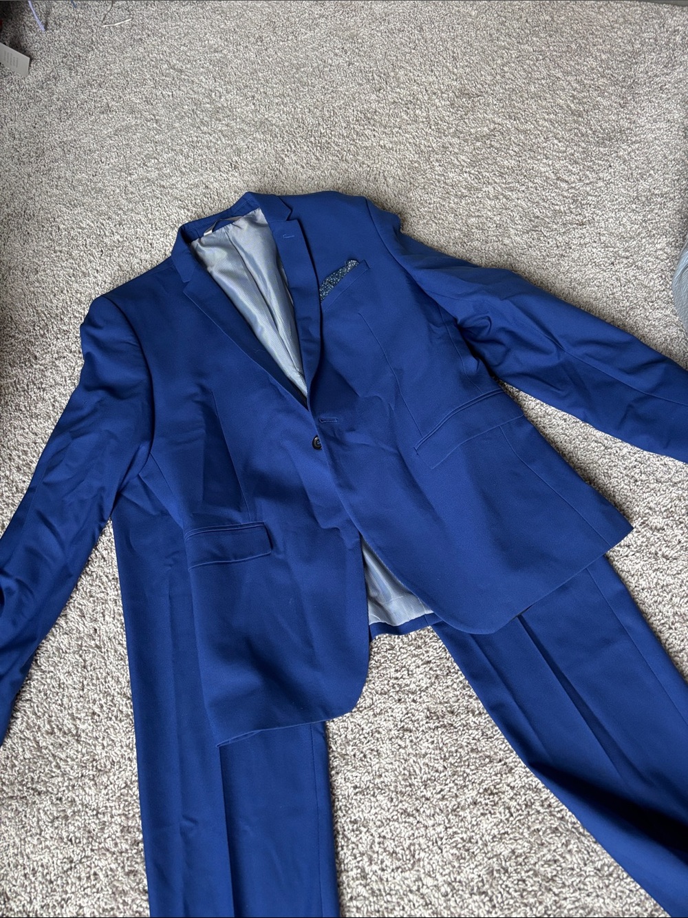 Zara Men's Bold Blue Two-Piece Suit - Jacket & Trousers